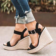 Fish Mouth Sandals With Trifle Sole Wedge Belt Buckle
