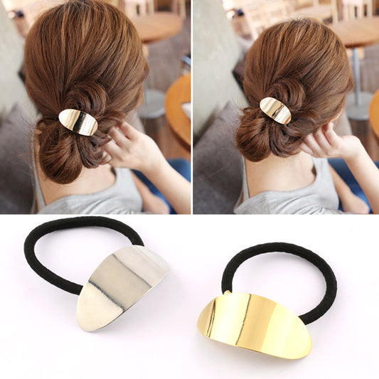 Headdress Simple Temperament Metal Smooth Leather Hair Loop