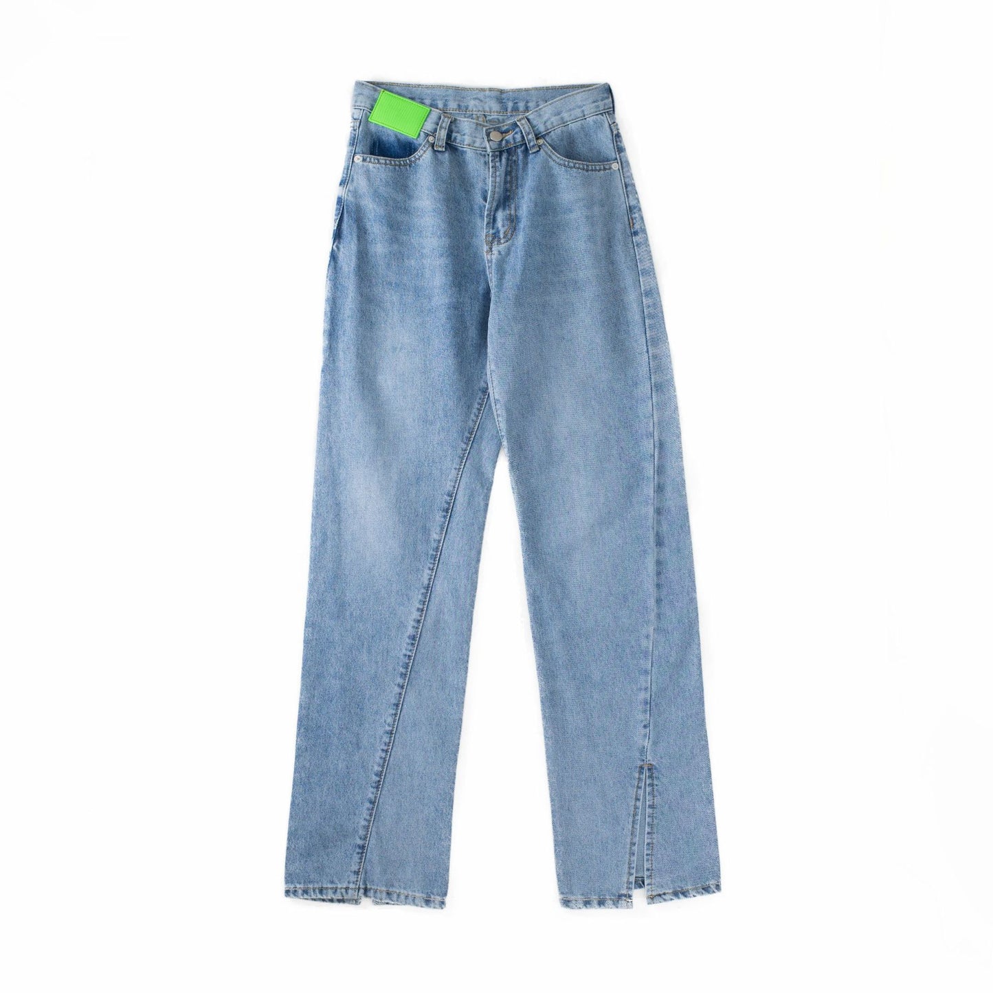 Fluorescent Lizard Skin Twisted Slit Jeans Lady