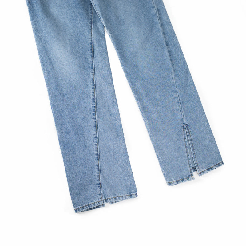 Fluorescent Lizard Skin Twisted Slit Jeans Lady