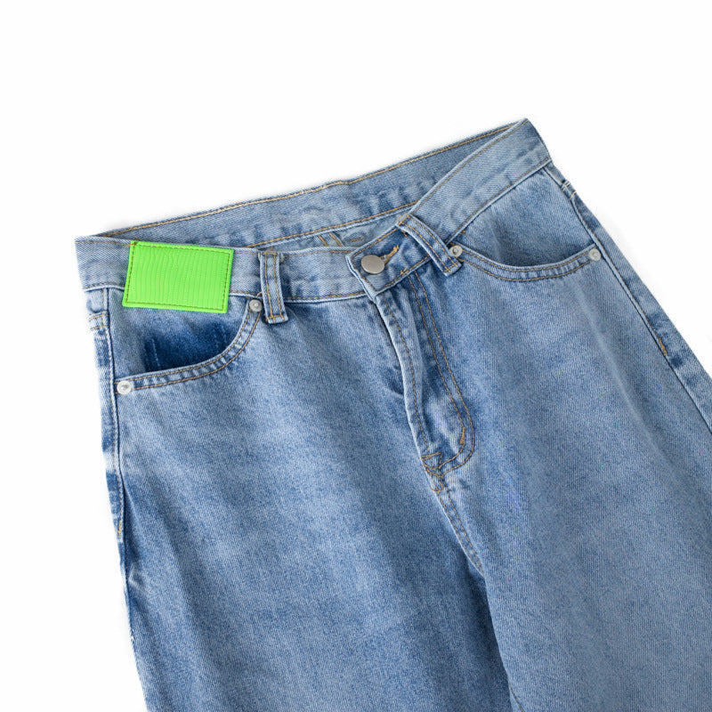 Fluorescent Lizard Skin Twisted Slit Jeans Lady