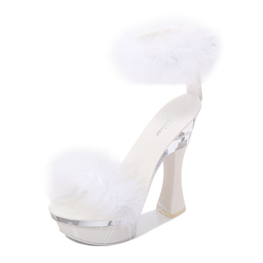Transparent Super High Heel Waterproof Platform Hairy Sexy Fairy Sandals