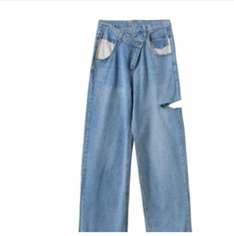 Ripped Jeans til damer med høj talje, afslappede og slim-fit
