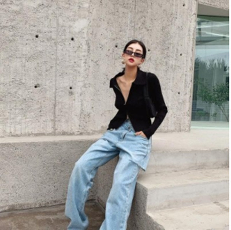 Ripped Jeans til damer med høj talje, afslappede og slim-fit