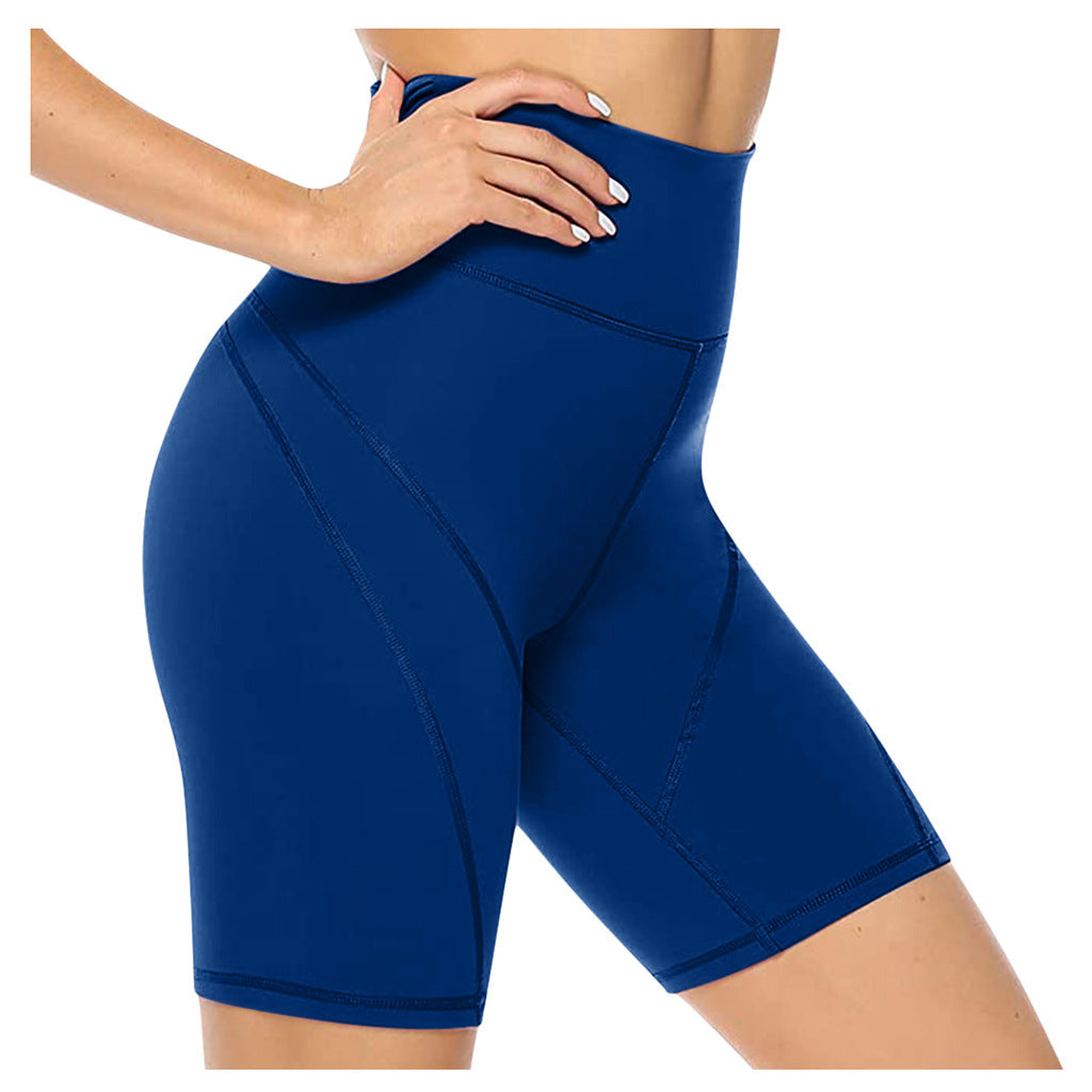 Tight High Waist Yoga Pants Women's Sports Shorts Solid Color