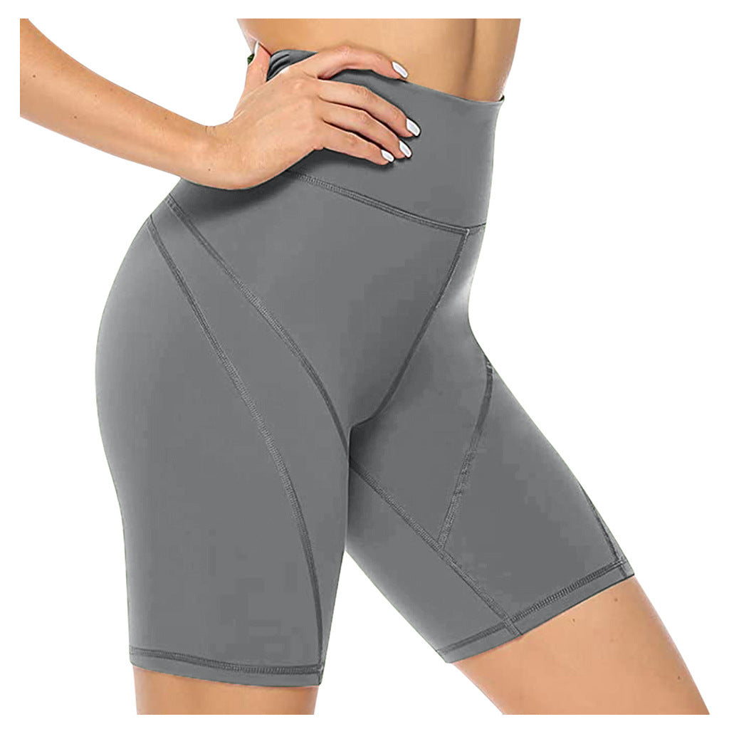 Tight High Waist Yoga Pants Women's Sports Shorts Solid Color