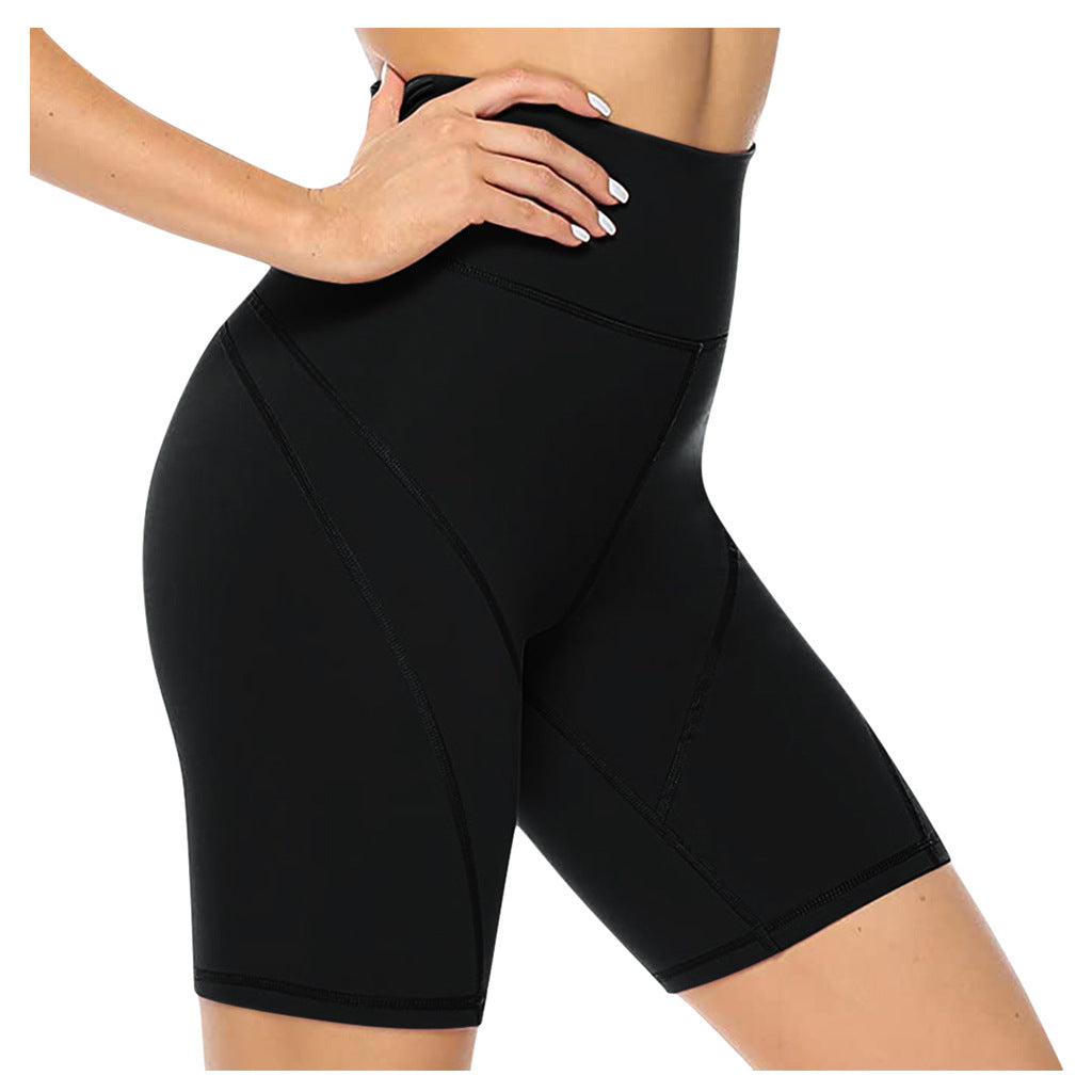 Tight High Waist Yoga Pants Women's Sports Shorts Solid Color