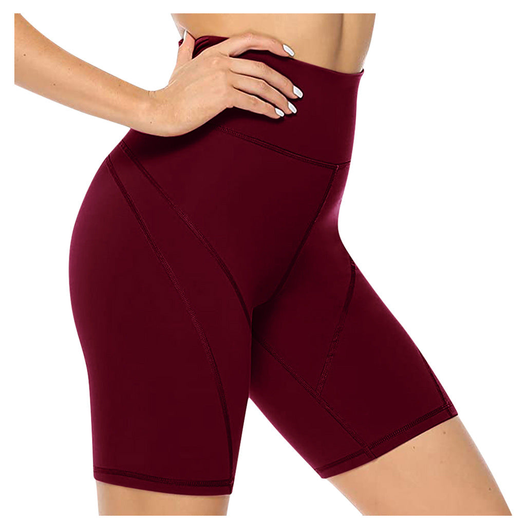 Tight High Waist Yoga Pants Women's Sports Shorts Solid Color