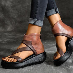 Round Toe Retro Women's Back Zipper Sandals