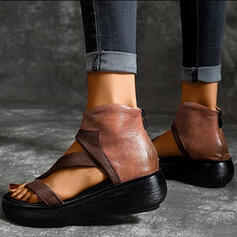 Round Toe Retro Women's Back Zipper Sandals