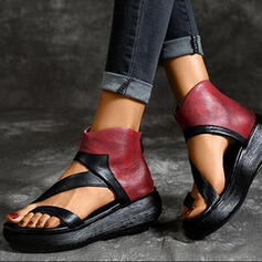 Round Toe Retro Women's Back Zipper Sandals