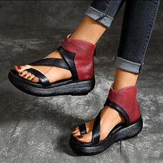 Round Toe Retro Women's Back Zipper Sandals