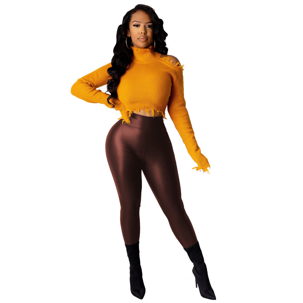 Calendered PU Imitation Polyester Calendered Slim Tights