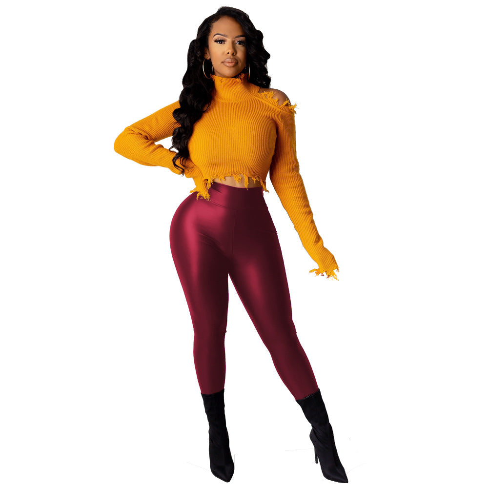 Calendered PU Imitation Polyester Calendered Slim Tights