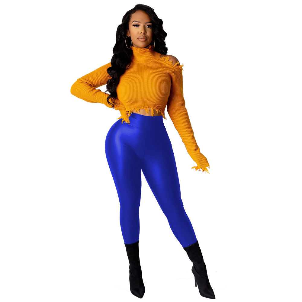 Calendered PU Imitation Polyester Calendered Slim Tights