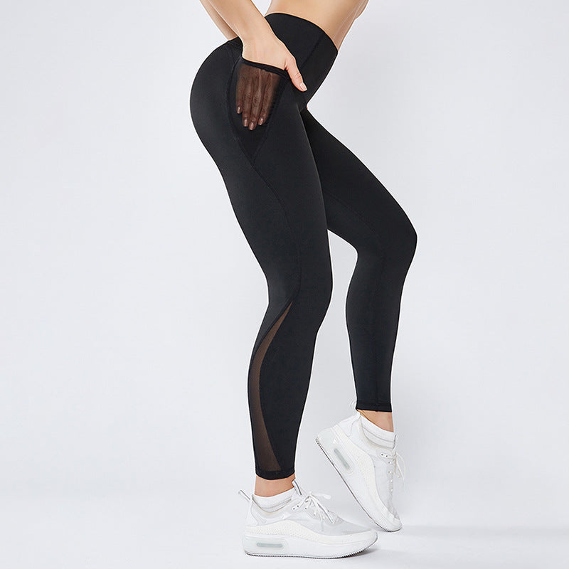 Mesh Stitching Cross-Border High Waist Hip-lifting Sports Tight Trousers Yoga Pants Women