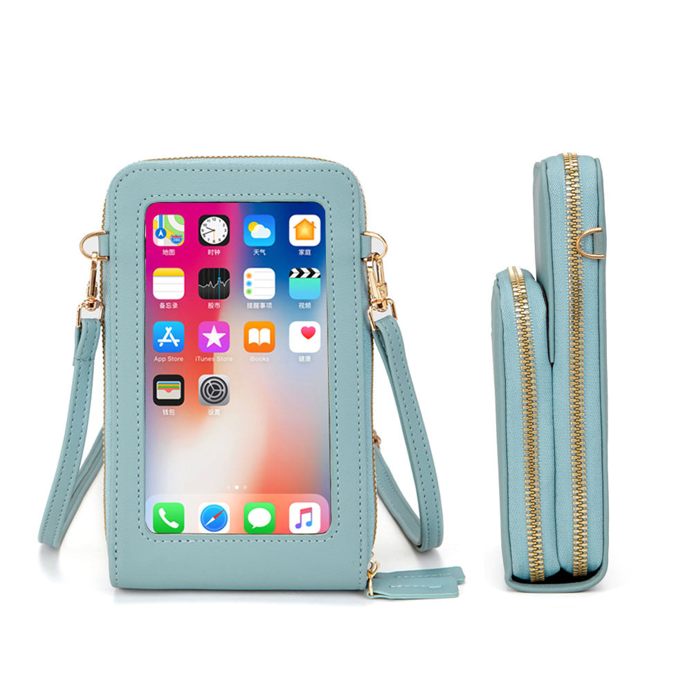 Touch Screen Mobile Phone Bag Korean Version PU Zipper One-shoulder Diagonal Bag