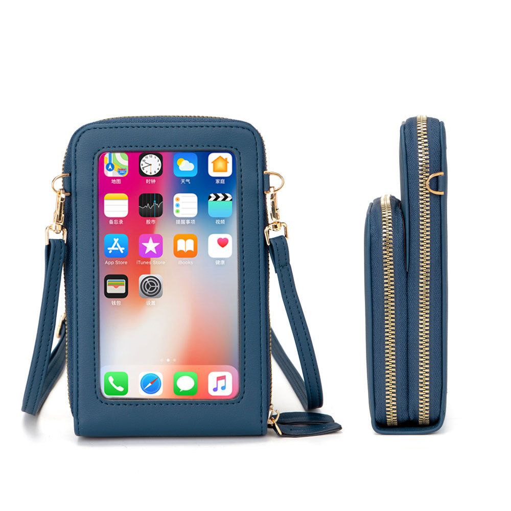 Touch Screen Mobile Phone Bag Korean Version PU Zipper One-shoulder Diagonal Bag