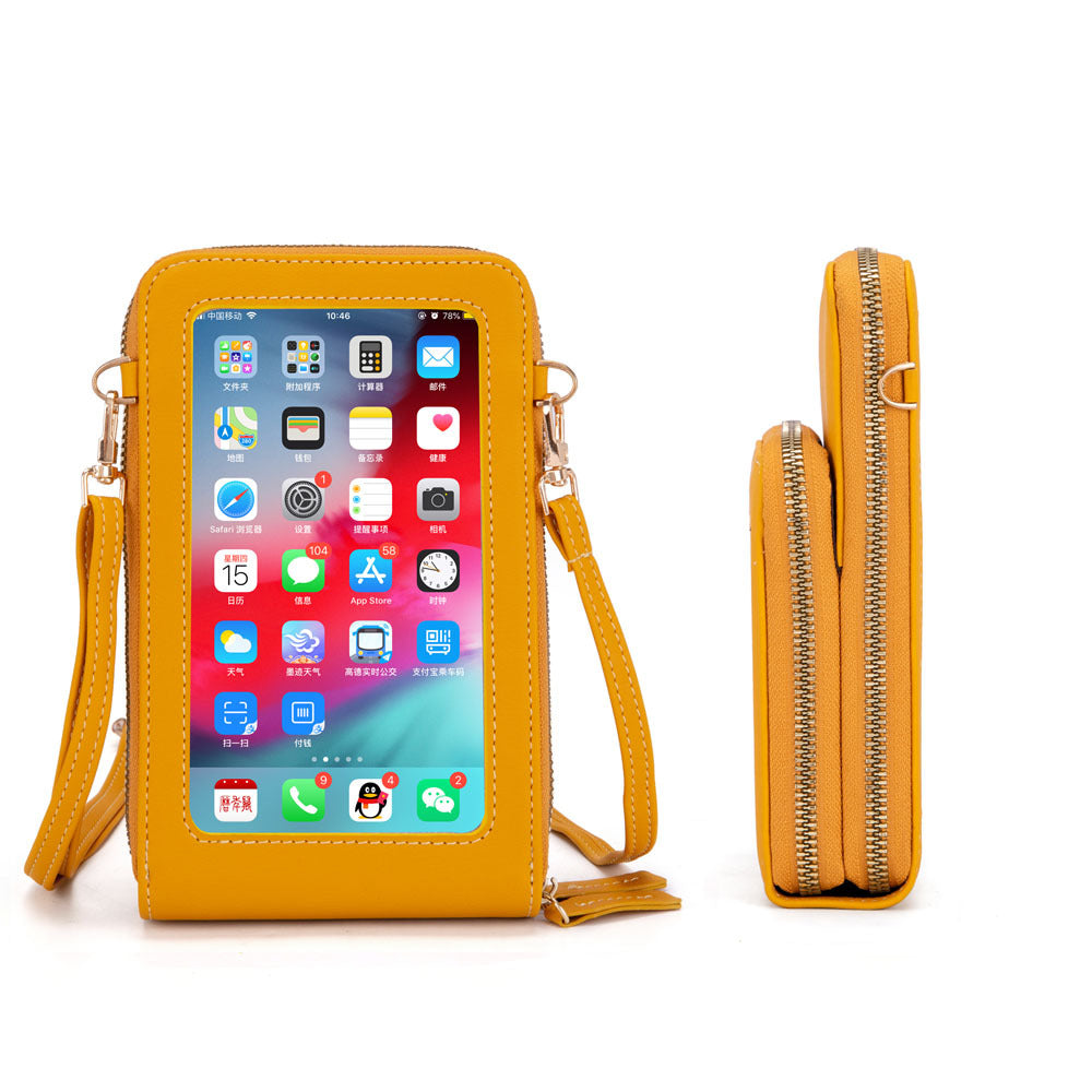 Touch Screen Mobile Phone Bag Korean Version PU Zipper One-shoulder Diagonal Bag