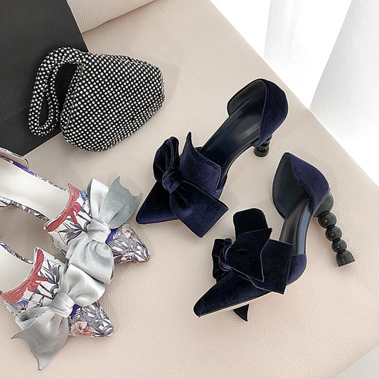 Leather Sandals Simple And Elegant Bow Knot Temperament Women's Shoes