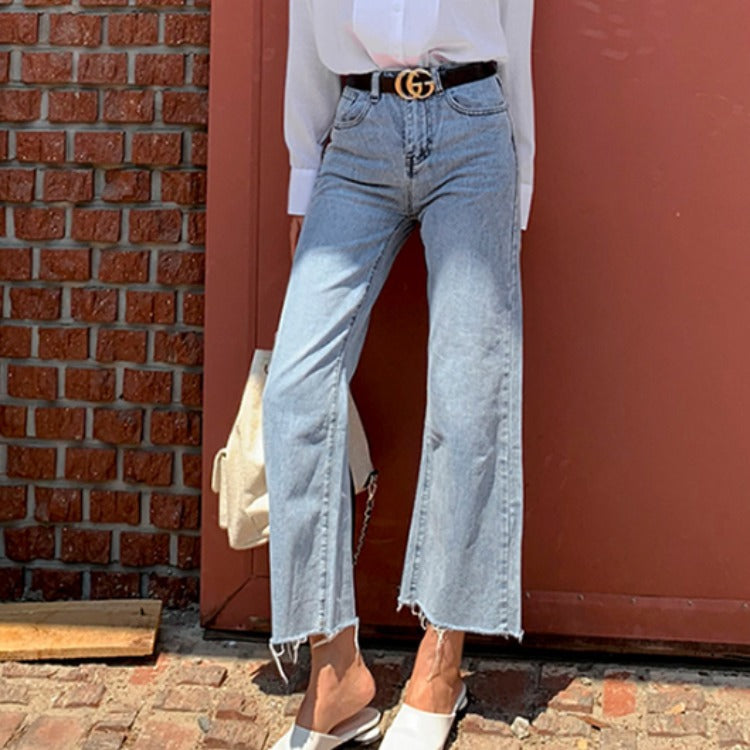 Blue Student Denim Wide-Leg Pants