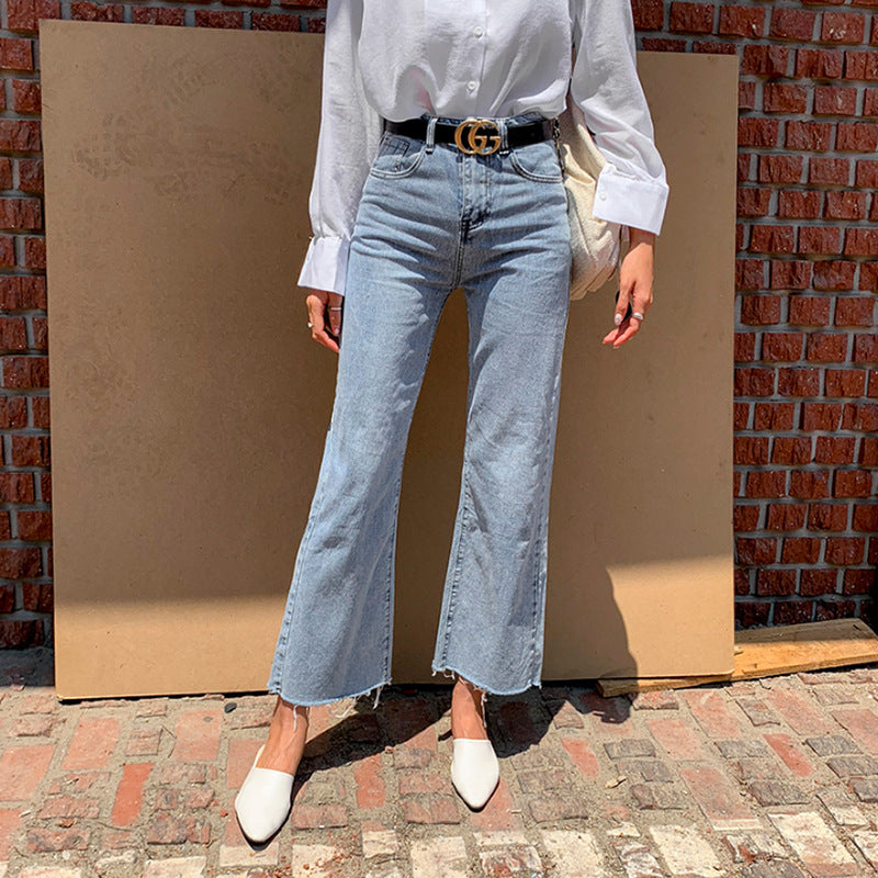 Blue Student Denim Wide-Leg Pants