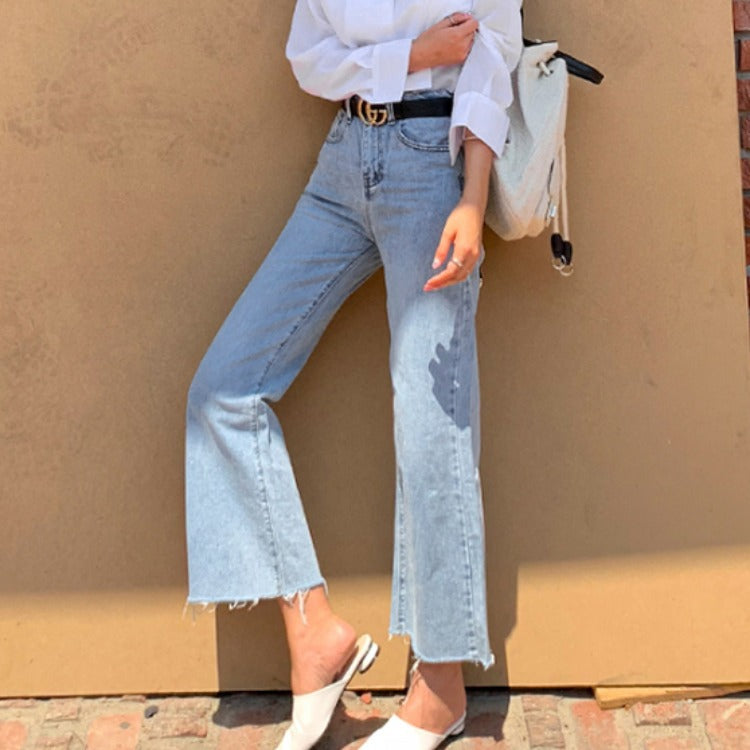 Blue Student Denim Wide-Leg Pants