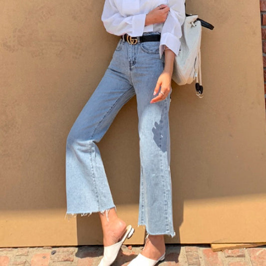 Blue Student Denim Wide-Leg Pants