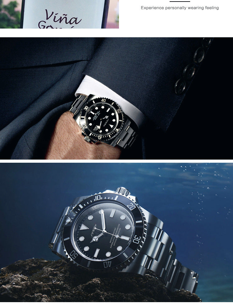 New Men's High-grade Steel Belt Luminous Waterproof Quartz Watch