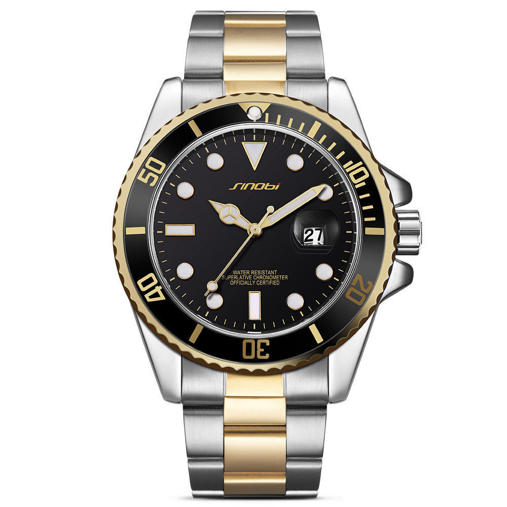 New Men's High-grade Steel Belt Luminous Waterproof Quartz Watch