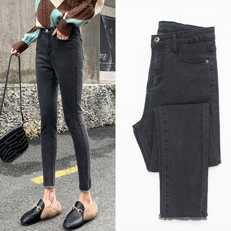 Dame stramme højtaljede stretchjeans med hofteløft