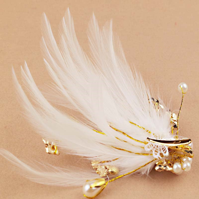 Hanfu Handmade Headdress Antique Accessories Feather Hairpin Antique Multicolor Headband