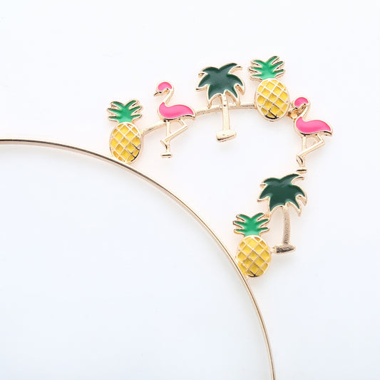 Pineapple Coconut Tree Flamingo Painting Oil hair Band