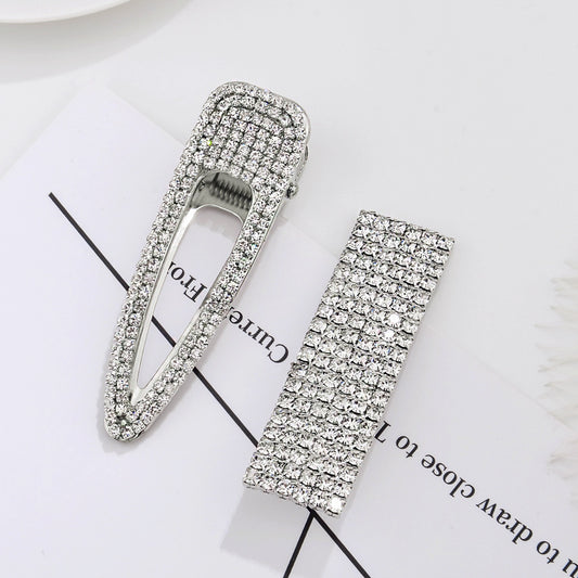 Full Rhinestone Hairpin Super Flash Rhinestone Large Water Drop Bangs Clip
