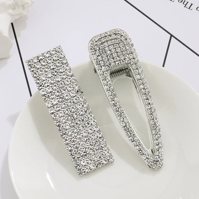 Full Rhinestone Hairpin Super Flash Rhinestone Large Water Drop Bangs Clip