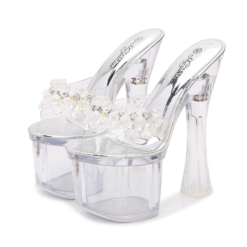 Women's Summer Waterproof Platform Non-slip Thick-soled Sexy All-match Super High Heel Sandals