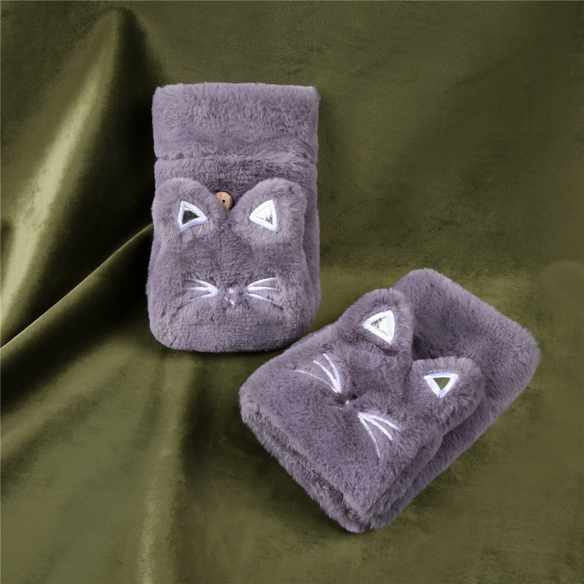 Cute Lucky Cat Bunny Plush Flip Lady Gloves