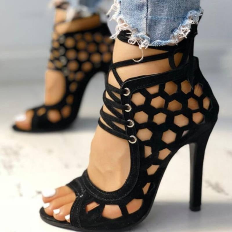 Cross Strap Hollow  Toe Sandals