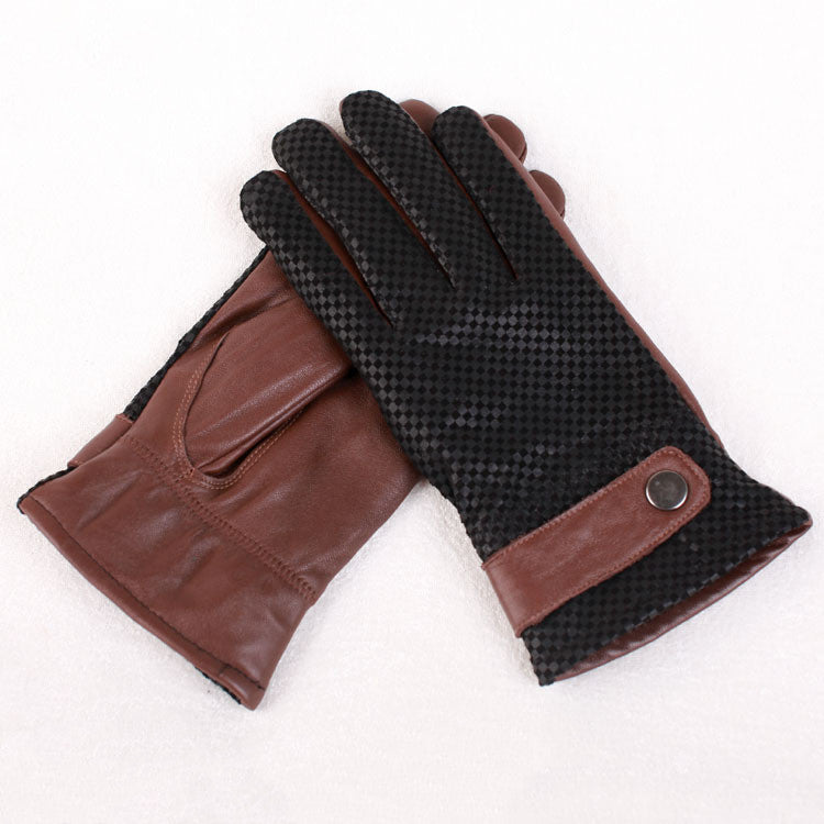 Sheepskin Thickened Plus Velvet Winter Warm Casual Leather Gloves