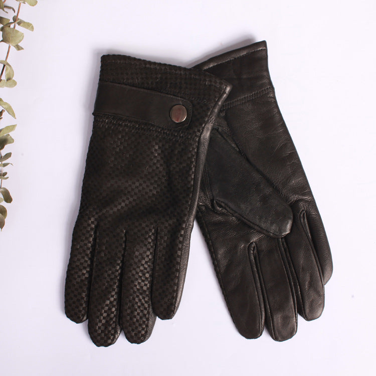 Sheepskin Thickened Plus Velvet Winter Warm Casual Leather Gloves