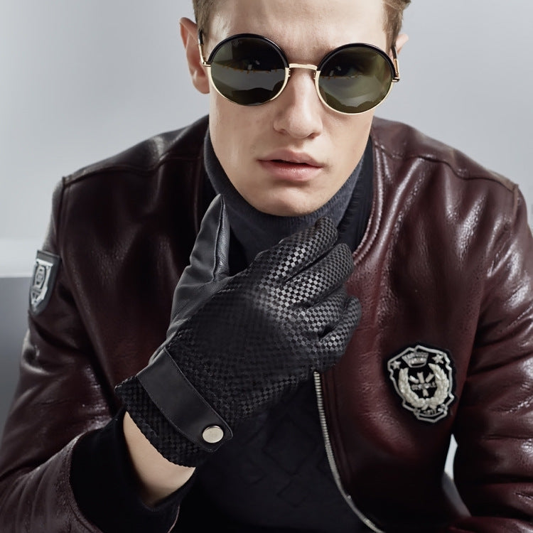 Sheepskin Thickened Plus Velvet Winter Warm Casual Leather Gloves
