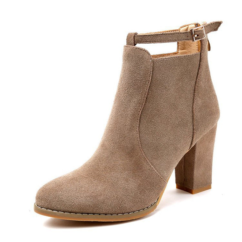 European And American Pointed Toe Martin Boots Women's Belt Buckle