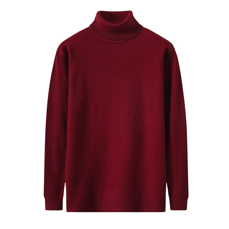 High Collar Solid Color Slimming Pullover Fashion Casual Bottom Shirt