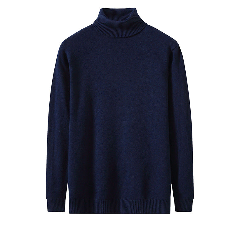 High Collar Solid Color Slimming Pullover Fashion Casual Bottom Shirt