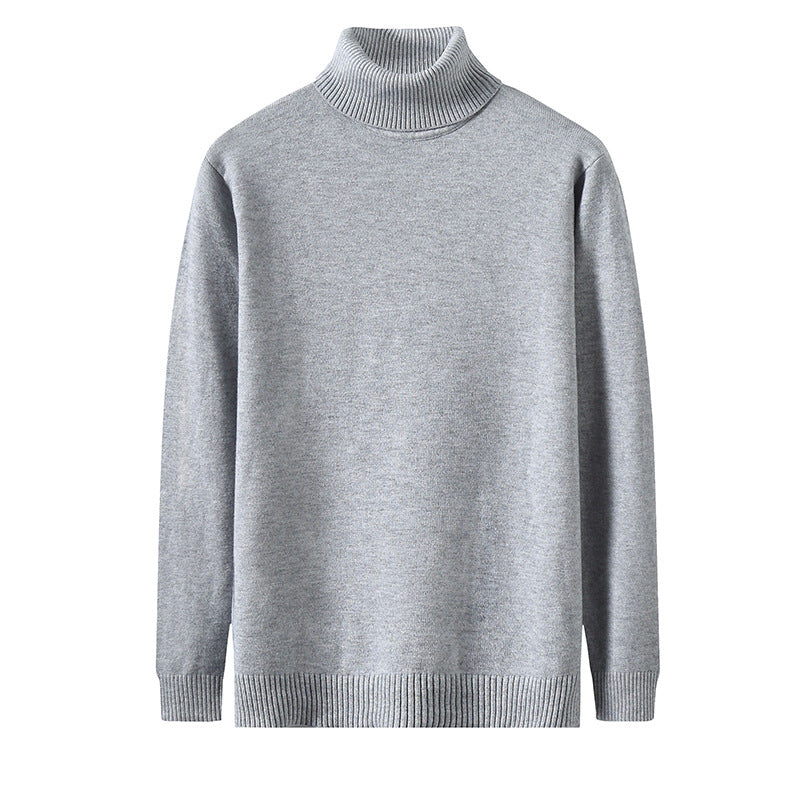 High Collar Solid Color Slimming Pullover Fashion Casual Bottom Shirt