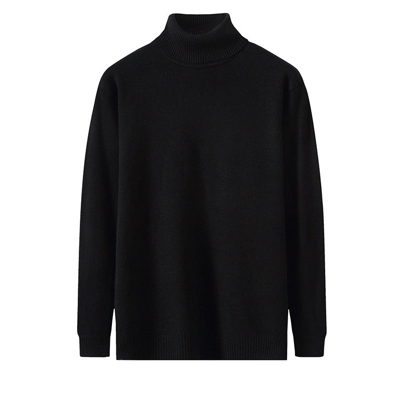 High Collar Solid Color Slimming Pullover Fashion Casual Bottom Shirt