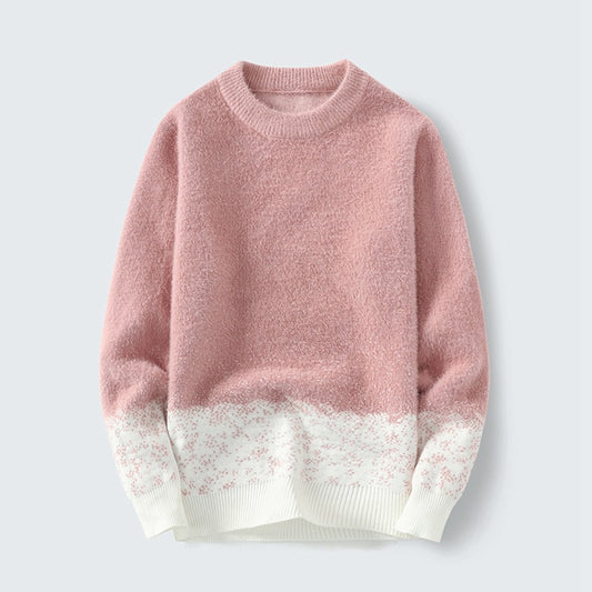 Fall Winter Pullover Round Neck Gradient Base Shirt Sweater Men