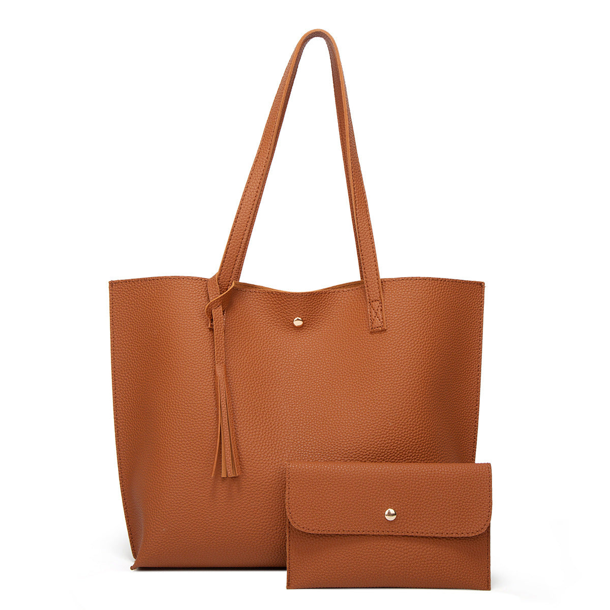 Pure Color Foreign Trade Tassel Mother-And-Child Bag Large Capacity One-Shoulder Tote Bag