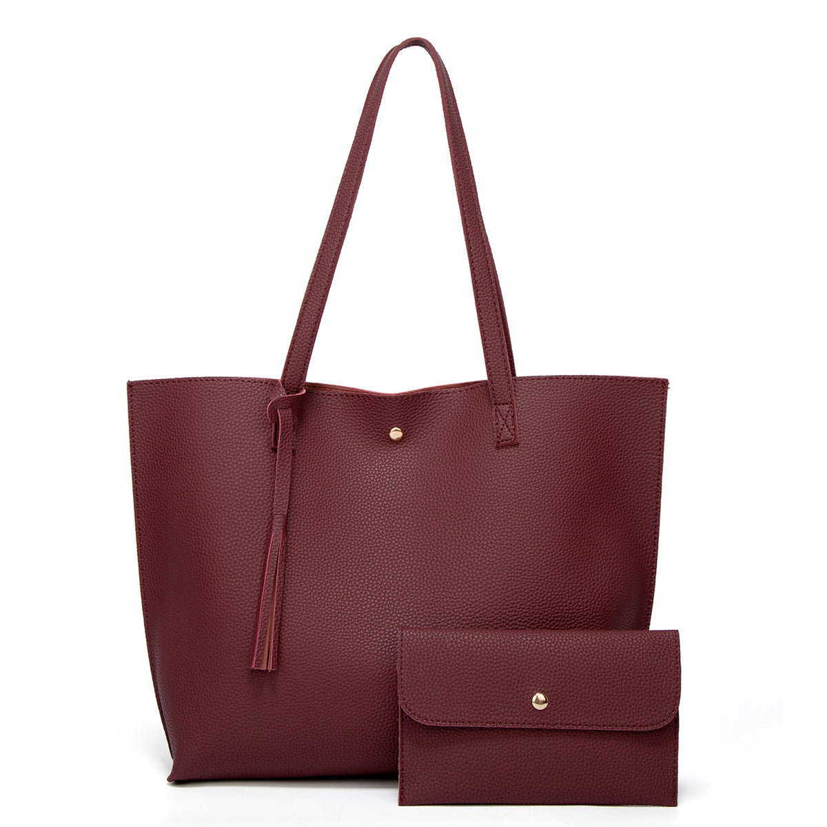 Pure Color Foreign Trade Tassel Mother-And-Child Bag Large Capacity One-Shoulder Tote Bag