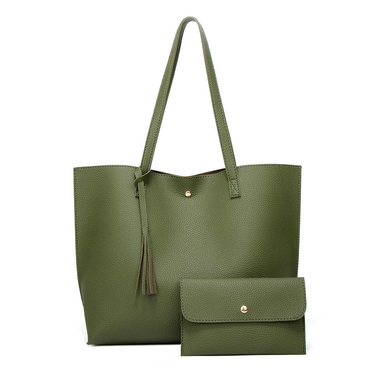 Pure Color Foreign Trade Tassel Mother-And-Child Bag Large Capacity One-Shoulder Tote Bag